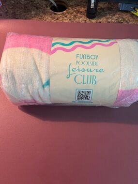 Funboy Poolside Leisure Club Pink & White Beach Towel